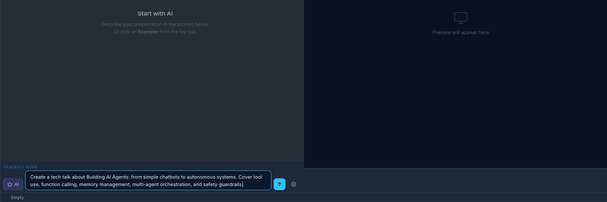 Type your topic in the AI prompt